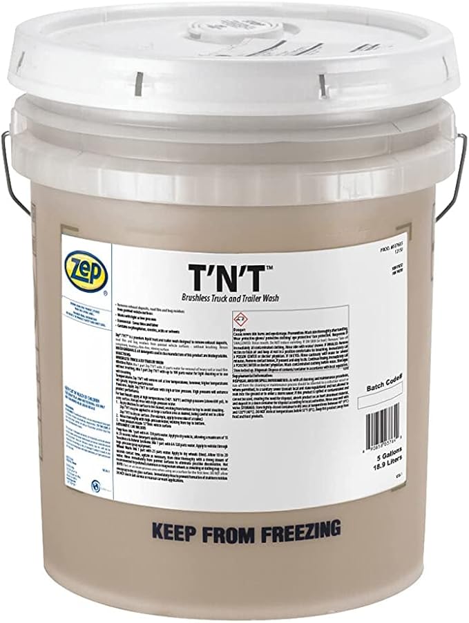 Zep TNT Brushless Truck and Trailer Wash Concentrate 5 Gal (Each) Model 481 Foamer 96 oz. - 37635 - Removes Exhaust Deposits, Road Film and Bug Residues