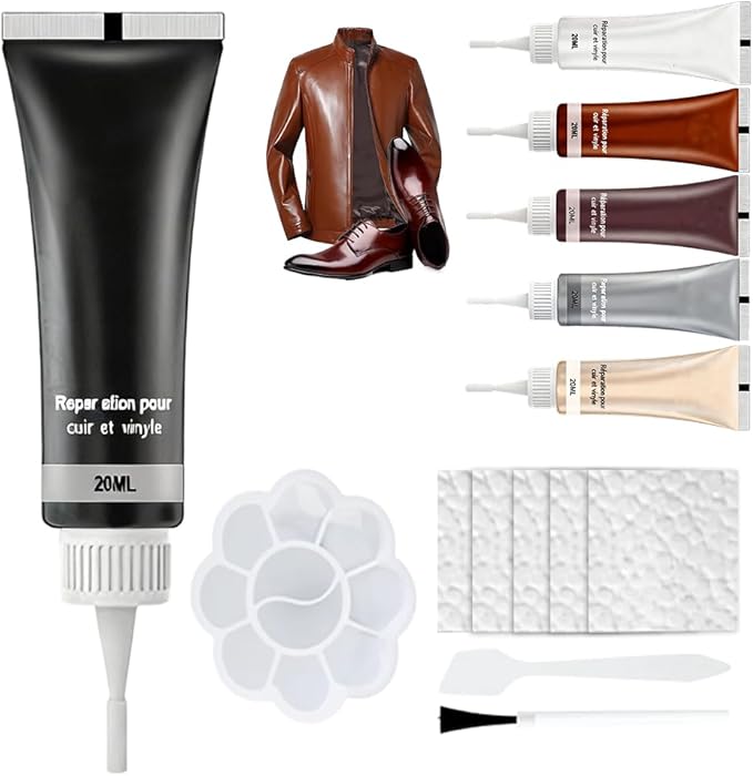 Advanced Leather Repair Gel, 2025 new Leather Repair Kit for Car Seats & Furniture - Repairs Tears/Holes/Cat Scratches on Leather Couch/Sofa/Car Interior, Includes Leather Filler & Brush (Black)