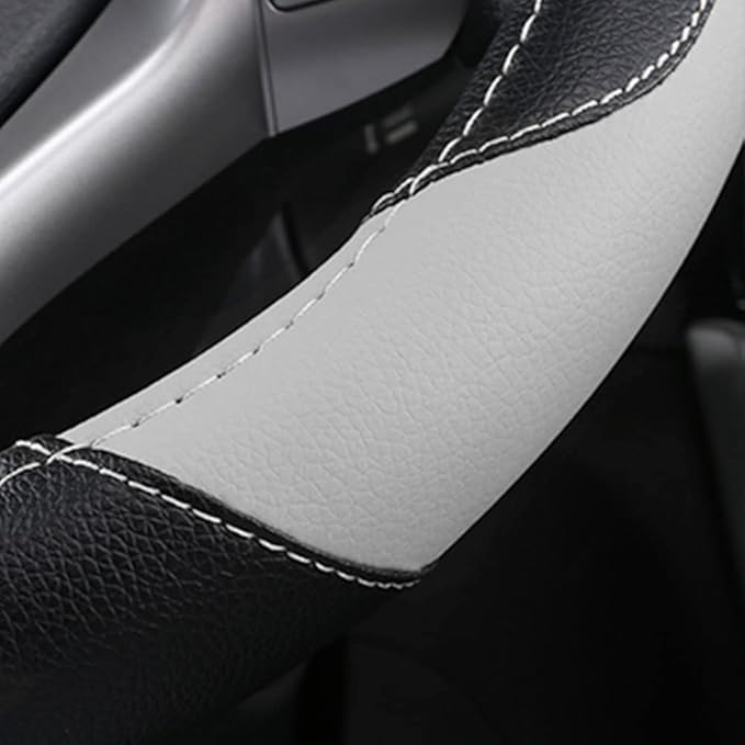 Leather Car Steering Wheel Cover, Non-Slip Car Wheel Cover Protector Breathable Microfiber Leather Universal Fit for Most Cars(Grey)