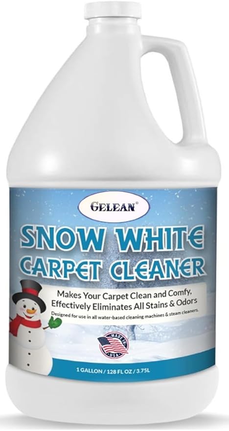 SNOW WHITE Carpet Cleaner Rug Extracting Shampoo, MADE IN USA, Carpet Cleaner Solution and Machine Use, Removes Even The Toughest Stains and odors, Rug Car Upholstery and Carpets, 1 Gallon