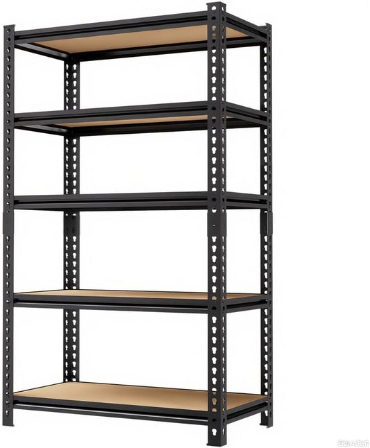 2000LBS Storage Shelves 5 Tier Garage Shelving Heavy Duty, Adjustable Metal Shelving Unit, Garage Shelves for Basement, Warehouse, Pantry, 72" H x 35.8" W x 15.8" D, Black