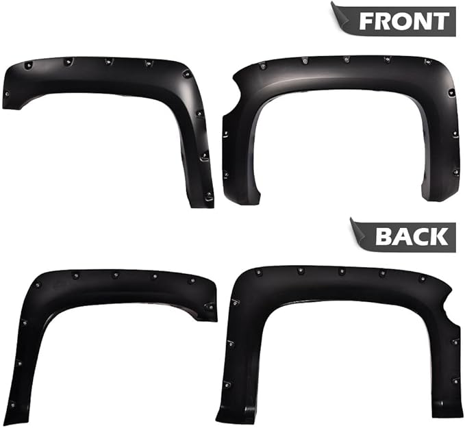 G-PLUS Fender Flares Compatible With Chevy Silverado 1500 07-13/ONLY Fit 5.8ft (69") Short Bed, Not Fit Long Bed Models) Riveted Style Paintable Smooth Matte Wheel Cover 4pcs(Not Fit GMC Sierra)