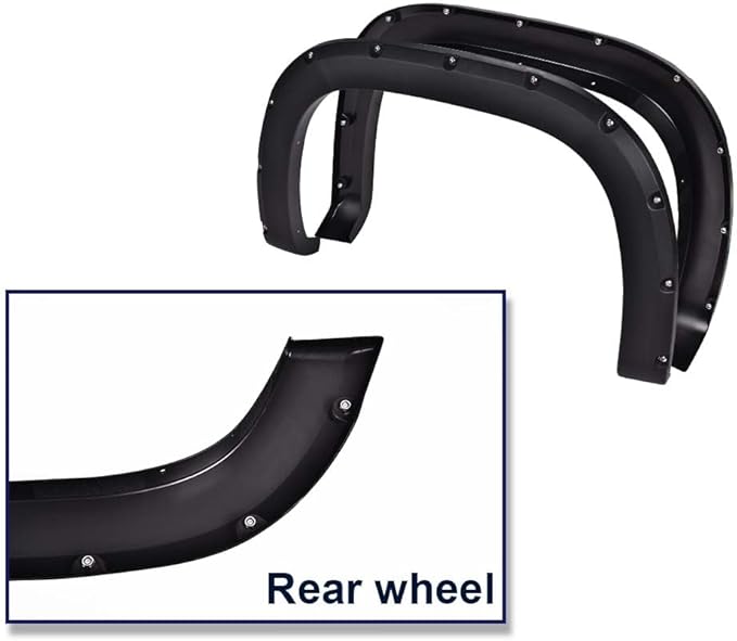 DOTCOM Fender Flares,Compatible with 2007-2013 GMC Sierra 1500 All Beds,Wheel Arch Cover Trim Black Paintable Matte Pocket Textured Riveted Style 4PCS