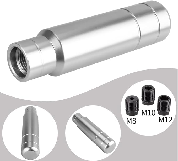 BARTOO Aluminum Weighted Manual Shift knobs, Long Stick Shift Knob Gear Shifter Knobs, Car Accessories Lever Cover Head Universal Shifter Knobs with 3 Threaded Adapters (Titanium Color)