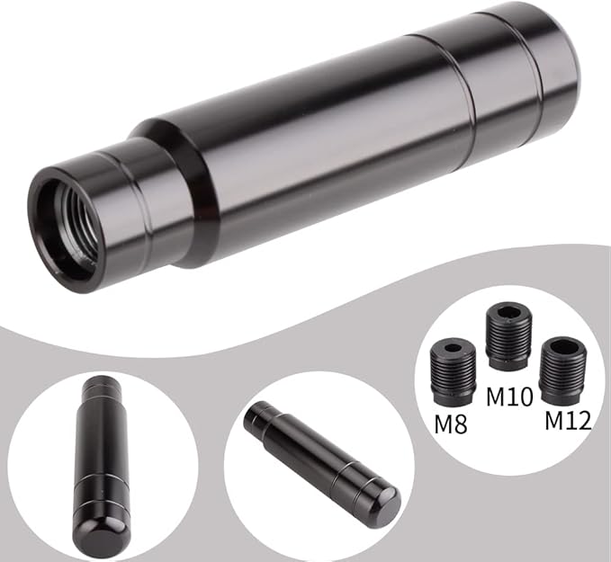 BARTOO Aluminum Alloy Heavy Weighted Shifter Knob, 5" Auto Gear Shift Knob, Car Gear Lever Stick Shifter Handle,with 3 Threaded Adapters M8 M10 M12,Fit Most Automatic Manual Vehicle (Black)