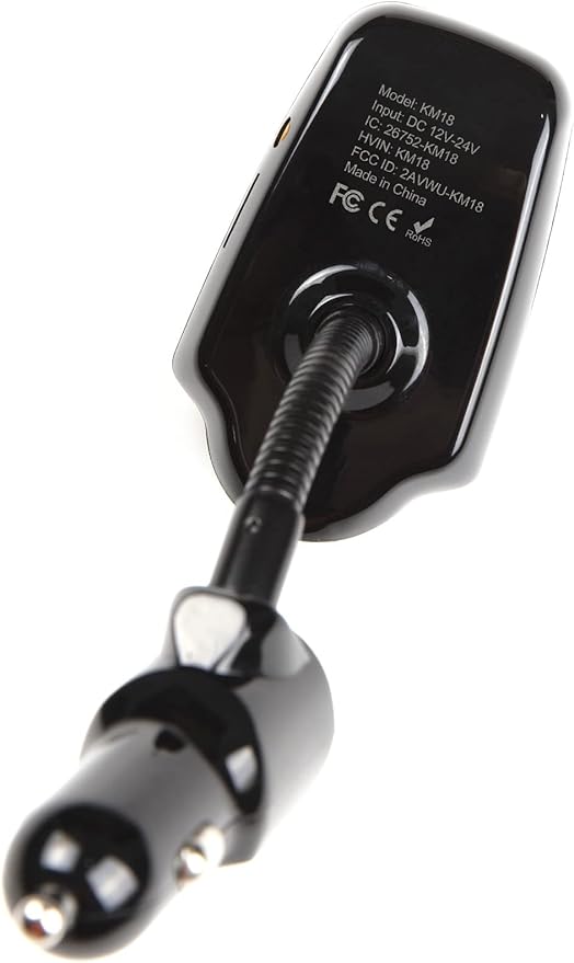 Nulaxy Car Bluetooth FM Transmitter [2024 Upgraded], 1.44" Display Flexible Gooseneck, Handsfree Call Wireless Music Stereo Audio Player Radio Adapter Car Kit USB Phone Charger, TF SD Card AUX-KM18