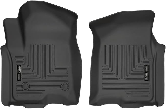 Husky Liners Weatherbeater Floor Mats | Fits 2019 - 2026 Chevrolet Silverado & GMC Sierra 1500] & 2020 - 2026 Silverado/Sierra 2500/3500 DOUBLE & CREW CAB ONLY | Front Row, 2-pc Black - 13211
