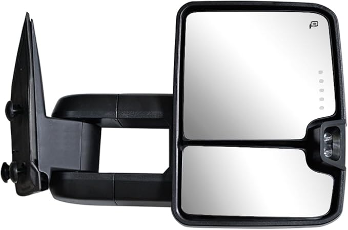 AERDM Towing Mirrors Compatible with 2003-2007 Chevy Silverado Side Mirror, GMC Sierra Tow Mirrors Power Heated with LED Arrow Turn Signal Puddle Light Pair set Black