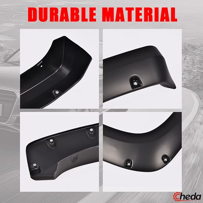 CHEDA Fender Flares, Compatible with 2004-2008 Ford F150 / 2007-2008 Lincoln Mark LT Styleside, Smooth Paintable Pocket Rivet Style, FO1241232 FO1240231