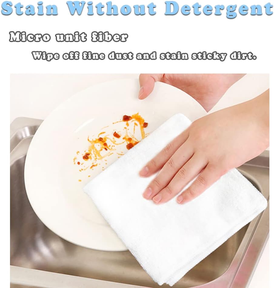 Microfiber Cleaning Cloth-50Pcs (13x13 inch) Ultra Soft Highly Absorbent Rags, Reusable Lint-Free Cleaning Towels for Housekeeping-Machine Wash (White)