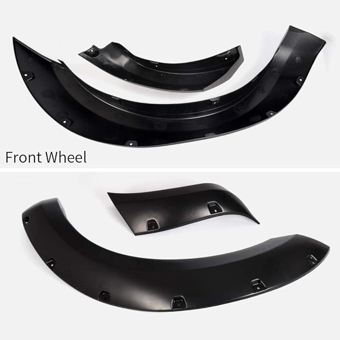 PIT66 Fender Flares, Compatible With 2011-2018 Ford Ranger T6 (2015-2018 Model Must Remove Factory Mudflaps) Paintable Smooth Matte Pocket Riveted Style Wheel Flares, 4PCS