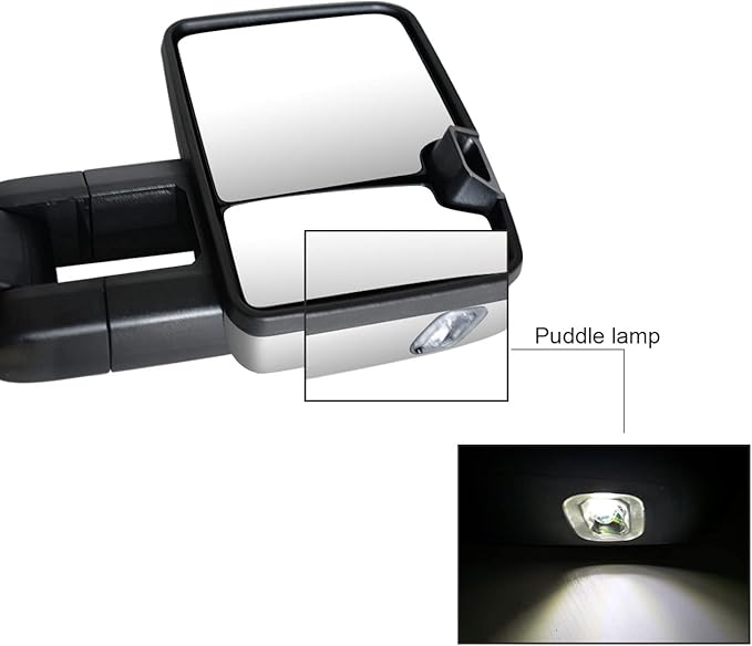 AERDM Towing Mirrors Compatible with Ford F150 2004 2005 2006 2007 2008 2009 2010 2011 2012 2013 2014 Pickup Truck Power Heated with LED Turn Signal and Puddle Light Side Mirrors Pair set Chrome