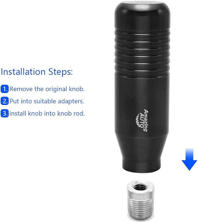 (Black) Manual Universal Automatic Gear Shifter Shift Knobs with 4 Adapters Fit Compatible with Manual Cars Most Automatic Cars