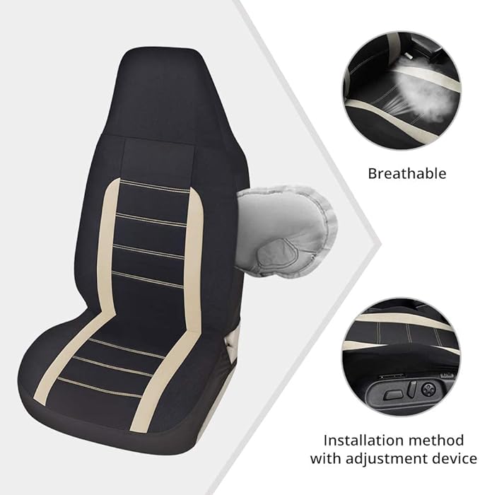 AUTOYOUTH Auto Car Front Seat Covers Bucket Seat Cover Automotive Universal Fit for Sedan Truck Trend Car Accessories - Beige