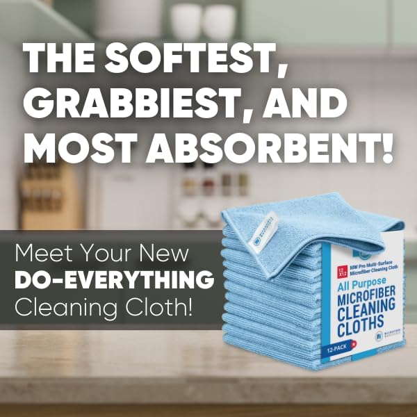 Microfiber Cleaning Wholesale Cloths (48 Pack) | Size 12" x 12"| All Purpose Microfiber Towels - Clean, Dust, Polish, Scrub, Absorbent (Blue)