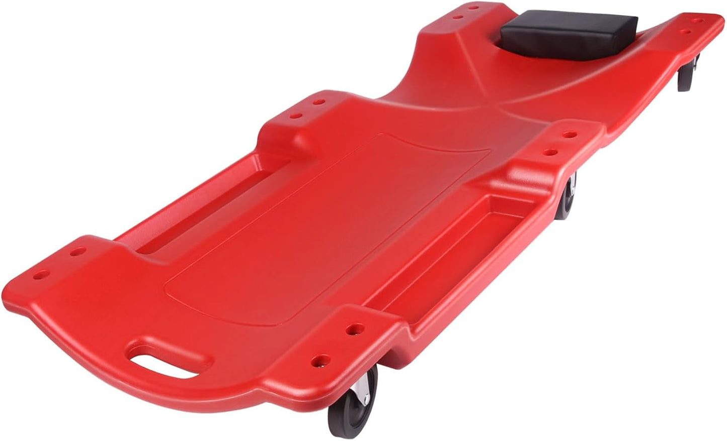 Mechanic Creeper - 40 Inch Rolling Garage Creeper with Padded Headrest and Dual Tool Trays - Low Profile Design for Under Car Repairs - Heavy-Duty Frame 500lb Capacity Red