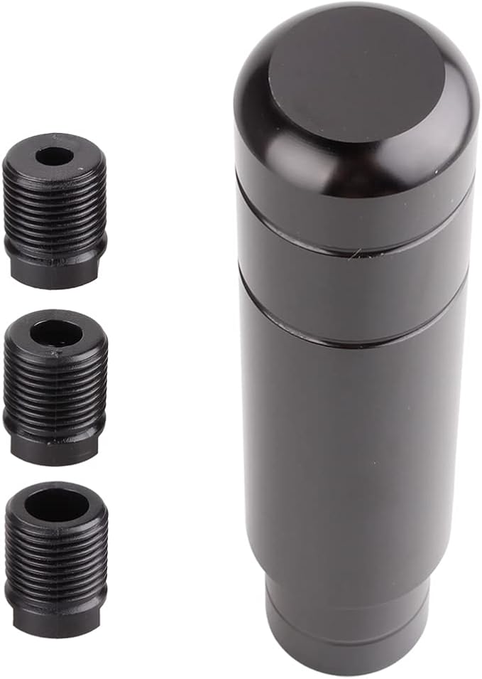 BARTOO Aluminum Alloy Heavy Weighted Shifter Knob, 5" Auto Gear Shift Knob, Car Gear Lever Stick Shifter Handle,with 3 Threaded Adapters M8 M10 M12,Fit Most Automatic Manual Vehicle (Black)