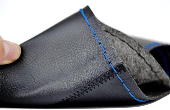 AUTOXBERT 38cm/15 Inch Hand Sewing Steering Wheel Cover Breathable Anti-Slip Leather Steering Wheel Cover for Nissan Qashqai Toyota Camry RAV4 VW Golf