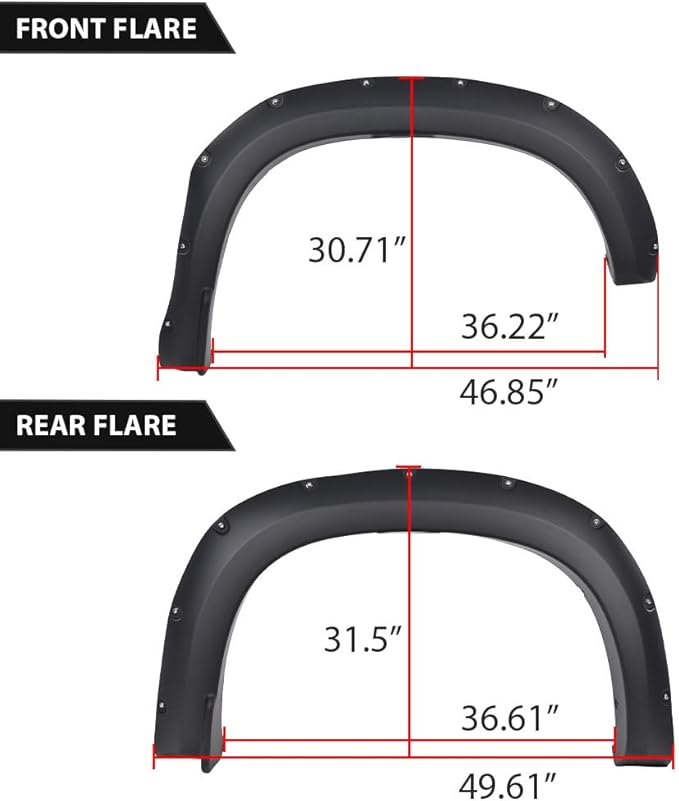 G-PLUS Fender Flares 4PCS,Compatible with Chevy Silverado 1500 2019 2020 2021(Not Fit 2019 LD),Not Fit GMC Sierra,Pocket Rivet Style Smooth Black 4pcs