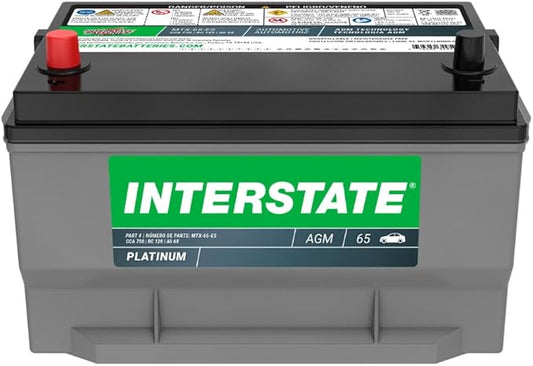 Interstate Batteries Automotive Battery 12V 68Ah (Group Size 65) 750CCA SLI AGM Auto Battery Replacement for Cars, SUVs, Sedans, Trucks (MTX-65)