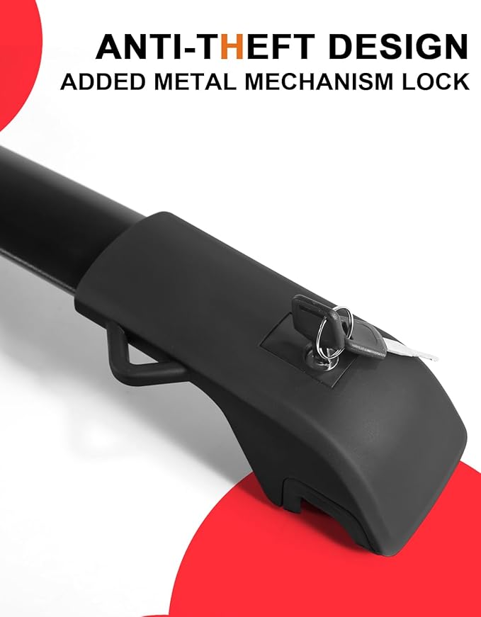 300lbs Lockable Roof Rack Cross Bars Fit for Toyota Highlander 2008 2009 2010 2011 2012 2013, Heavy Duty Aluminum Lockable Roof Rails Crossbars Black Rooftop Cargo Carrier Luggage