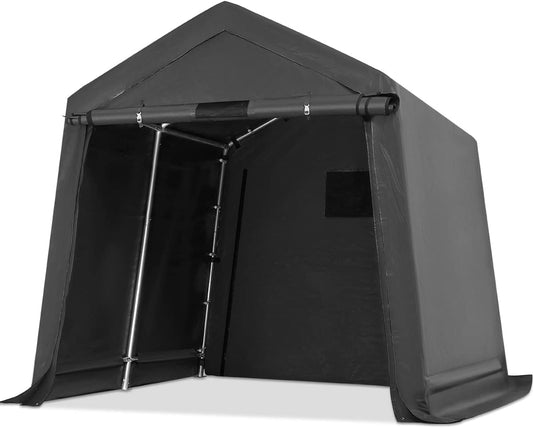 ADVANCE OUTDOOR 8x8 ft Storage Shelter Garage Tent with 2 Roll up Doors & Vents Outdoor Portable Carport for Motorcycle ATV Anti-UV Snow Resistant Waterproof, Gray