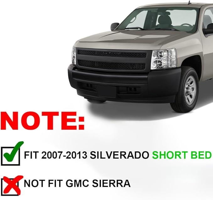 PIT66 Fender Flares, Fit 07-13 Chevy Silverado 1500 (ONLY Fit 5'8" Bed, NOT Fit 6.5'/8' Bed, NOT FIT Z71,Not Fit GMC Sierra) Riveted Style Paintable Smooth Matte Black Pocket Wheel Flares Set, 4 Pcs