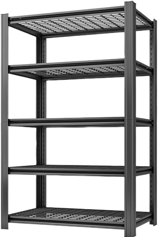 5 Tier Metal Shelving Unit, Adjustable Storage Shelves, 72" H x 35.43" W x 15.8" D Heavy Duty Garage Shelves for Warehouse, Basement, Kitchen, Pantry, Living Room, Black