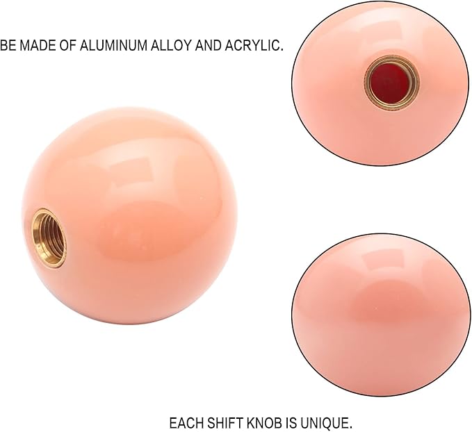 Round Ball Shift Knob Universal Luminous Gear Shift Knob 5 6 Speed for Manual Automatic Vehicles with Adapters (Pink to Red)