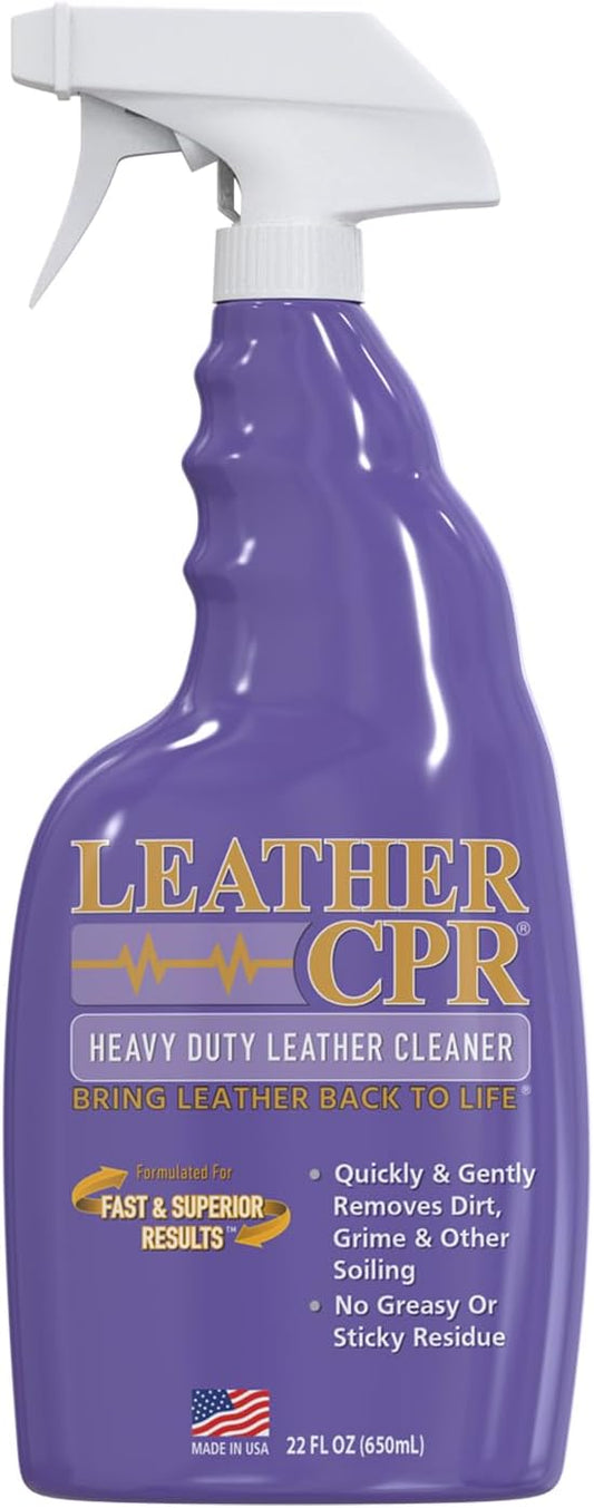 Leather CPR Heavy Duty Leather Cleaner 22oz - Car Interior Cleaner For Heavy Dirt & Grime, Heavily Soiled Furniture Leather Cleaner For Couch, Car Seat,Purses, Shoes, Boots, & More