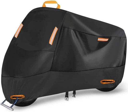 300D Heavy Duty Small Motorcycle Cover, Seceles All Season Durable Waterproof Outdoor Protection Scooter Cover with Lock-Holes Storage Bag Fits up to 72 inch Bike (M: 72" x 33" x 39")