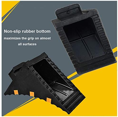 RELIANCER 2 Pack Wheel Chocks Heavy Duty Extra Large Industrial Rubber Wheel Chock Blocks w/Handle Reflective Strips for Travel Trailer Hauler Truck Fire Truck Commercial Vehicle RV 10" x 6" x 7.3"