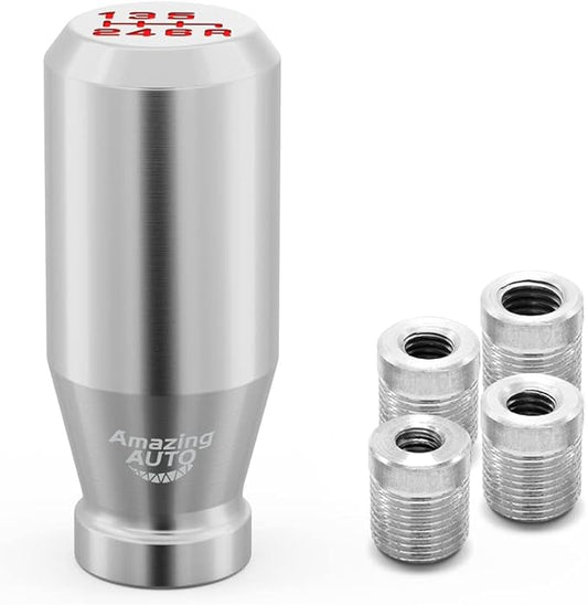 (Silver) 6 Speed Weighted Manual Universal Automatic Gear Shifter Shift Knobs Compatible with Manual Cars Most Automatic Cars