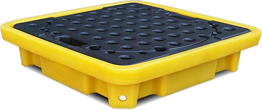 2 Drum Containment Spill Pallet, Polyethylene Low Profile Paint Bucket Tray, Industrial Garage Storage Detachable Shipping Leakproof Platform (Color : Yellow-1 Pack, Size : 26.6"x26.6"x5.9"