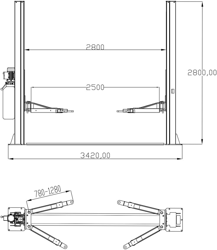 KT-H105 10000 lbs Two Post Auto Lift Truck Hoist
