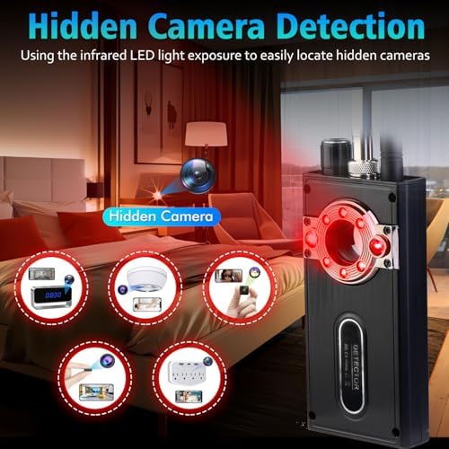 JMDHKK Hidden Camera Detector & Bug Detector – Magnetic Tracker & Wireless Signal Finder for Home, Office, Hotel, Car – Advanced Privacy Protection for Travel & Security(Black)