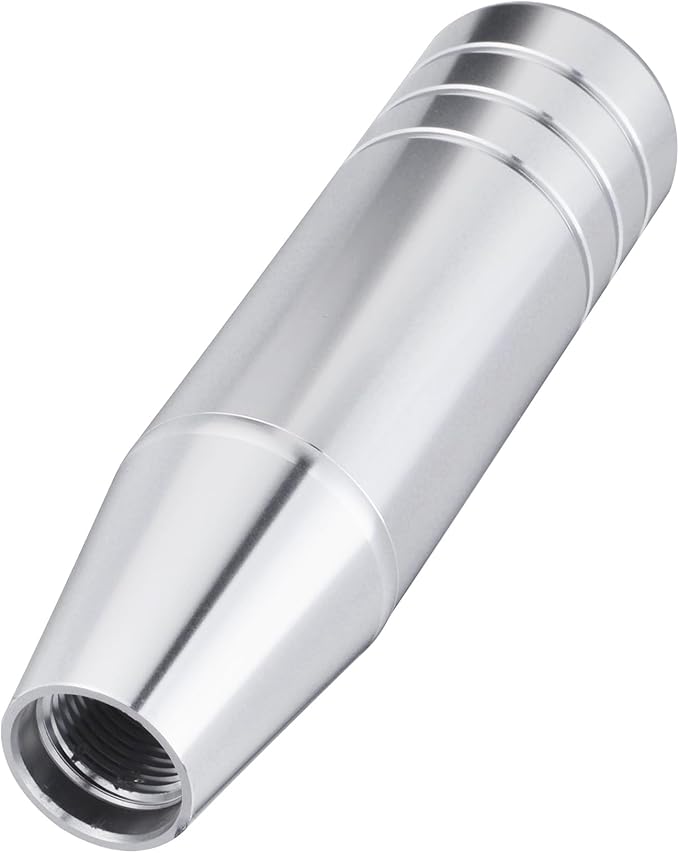 Abfer 5" Heavy Weighted Shifter Knob, Aluminum Alloy Car Gear Lever Stick Shift Handle Fit Most Automatic Manual Vehicle (Silver)