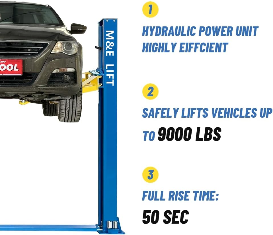 9000lbs 2 Post Car Lift Two/2 Post Lift Car Lift Automotive Lift for Repair Shop (220v)
