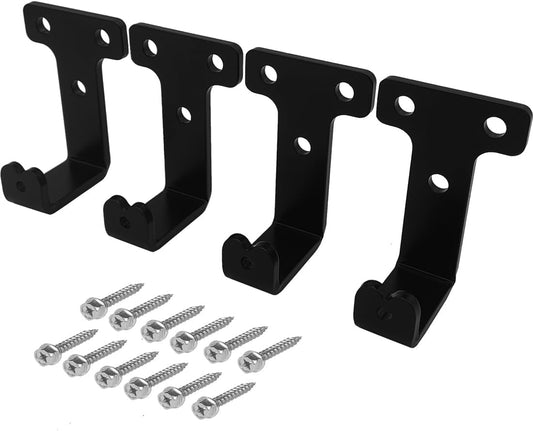 4 PCS black heavy duty metal flat j hooks for hanging 180 lbs,wall mount hooks,plant hanger large steel utility masonry industrial hook for Hanging Garage Storage Home Office Gym Sports Equipment(M)