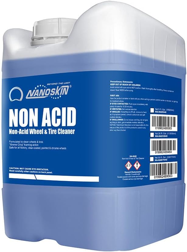 Nanoskin NON ACID Professional Wheel & Tire Cleaner 5 Gallons – Works with Tire Brush | Car Wash Wheel Cleaning Spray for Car Detailing | Removes Brake Dust, Oil, Dirt, Light Corrosion