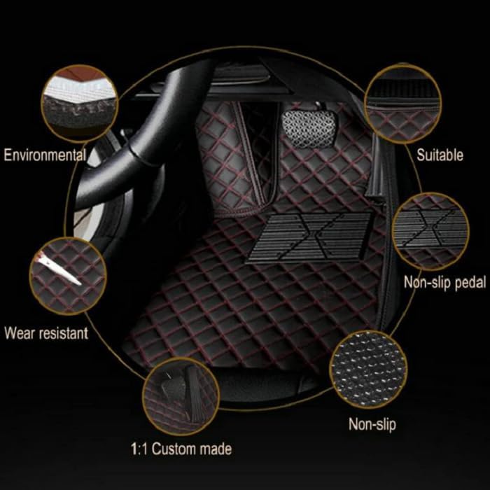 Customized Personalized car Floor mats, All-Weather Luxury car Floor mats, Waterproof and Anti Slip Leather car Floor mat Lining, 95% Customized car, Truck, and SUV Floor mats (Medium Black)