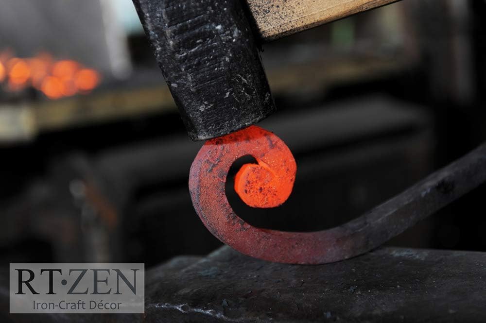 RTZEN Plant Hangers Outdoor or Indoor - Wrought Iron Metal Hanger Indoor Hook - Heavy Duty Wall Bracket Hooks for Hanging Plants Baskets Lanterns Wind Chimes - 2 Pack (Large Black Ceiling Hooks)