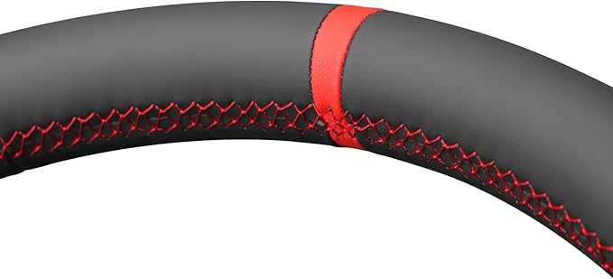 MEWANT DIY Black Genuine Leather Steering Wheel Cover Wrap for Ford F150 Lightning F350 F450 Expedition 2022-2024