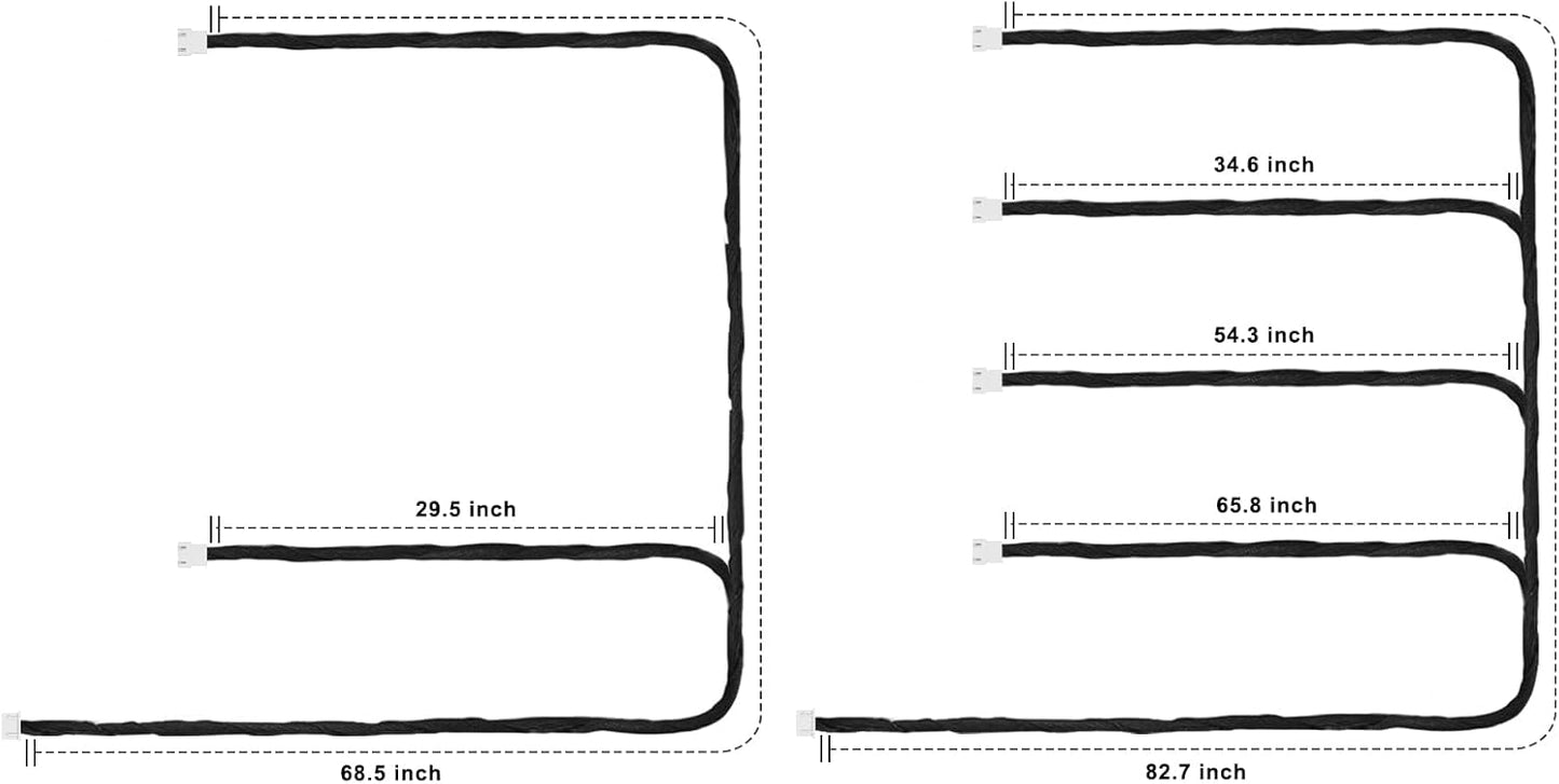 2PCS RGB Acrylic Interior Car LED Strip Light Extension Wire, which fit for RGB Main Controller Connects and sub-Controller kit (not Including), Not fit dreamcolor 1 Lights