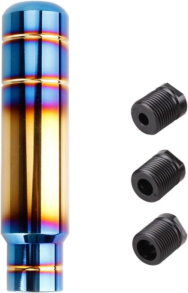 BARTOO Aluminum Alloy Heavy Weighted Shifter Knob, 5" Auto Gear Shift Knob, Car Gear Lever Stick Shifter Handle,with 3 Threaded Adapters M8 M10 M12,Fit Most Automatic Manual Vehicle(Gold Plated)