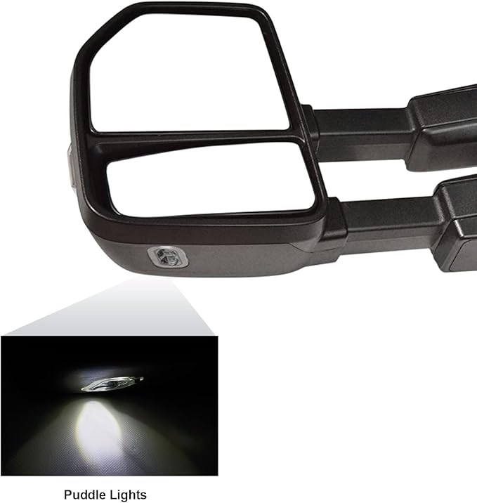 Towing Mirrors compatible for 1999-2016 Ford F250 F350 F450 F550 Super Duty Truck Side Mirrors with Turn Signal Light Power Heated Manual telescoping folding Black Housing Pair