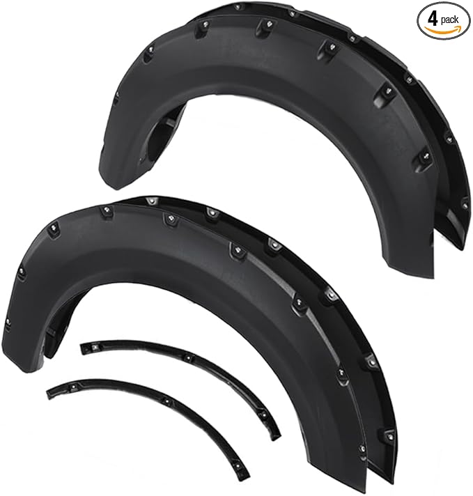 PIT66 Fender Flares Compatible with Ford F150 Styleside with 67.0"/78.8"/97.4" bed length models 2009-2014 (Do not fit Platinum and Raptor models) 4PCS Black Pocket Rivet Style Textured