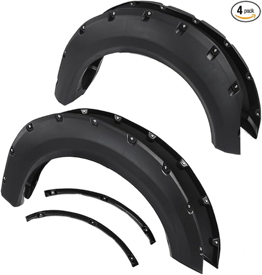 PIT66 Fender Flares Compatible with Ford F150 Styleside with 67.0"/78.8"/97.4" bed length models 2009-2014 (Do not fit Platinum and Raptor models) 4PCS Black Pocket Rivet Style Textured