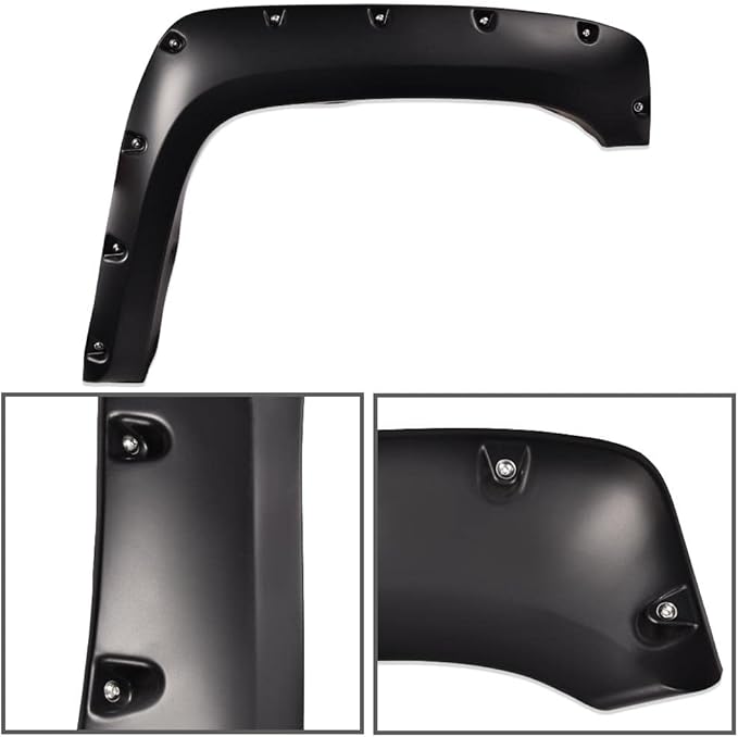 G-PLUS Fender Flares Compatible With Chevy Silverado 1500 07-13/ONLY Fit 5.8ft (69") Short Bed, Not Fit Long Bed Models) Riveted Style Paintable Smooth Matte Wheel Cover 4pcs(Not Fit GMC Sierra)