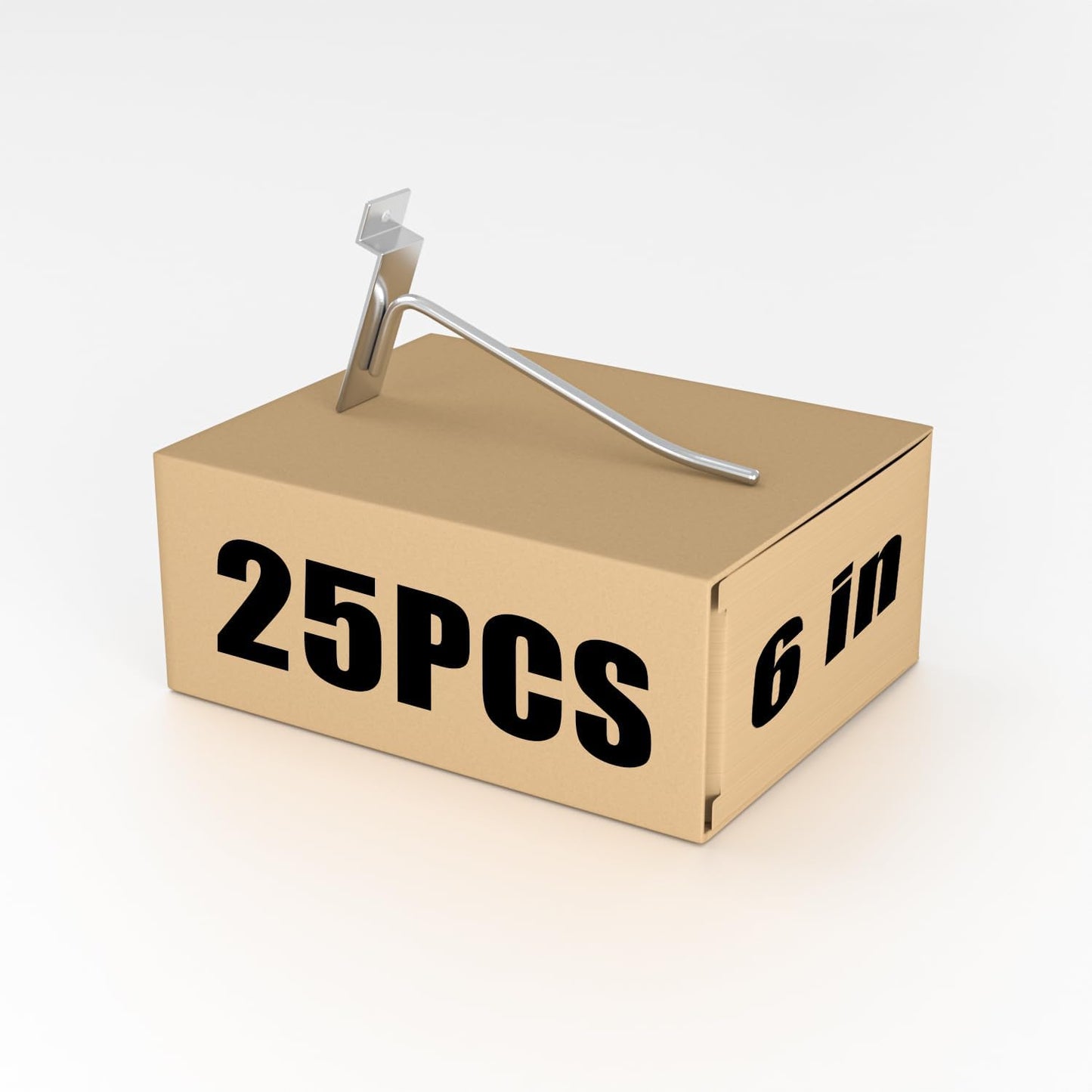 25 PK Silver 6 inch Wall Mounted Slatwall Hooks – Heavy-Duty Storage & Organization Solution